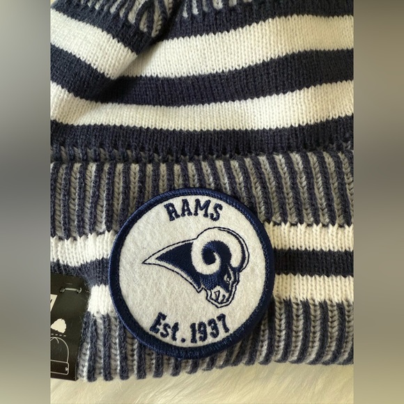 NWT 2019 Los Angeles Rams New Era Navy/White Cuffed Knit Beanie Hat - Picture 2 of 4